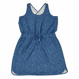 Patagonia Fleetwith Tank Dress Swamp Stamp Pigeon Blue Size Large Summer Dress